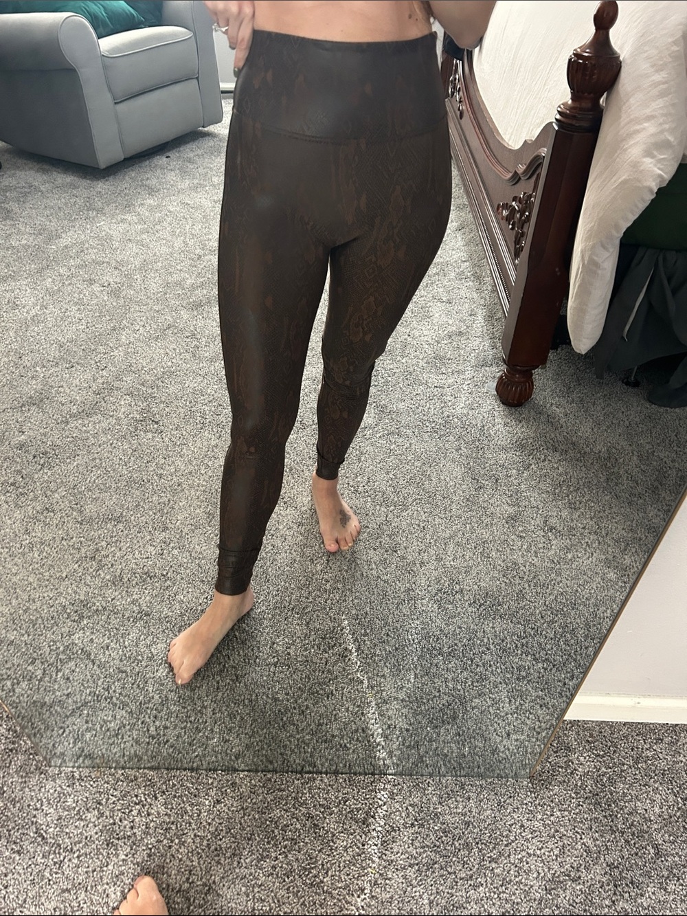 SPANX Brown and Black Snake-Print Leggings